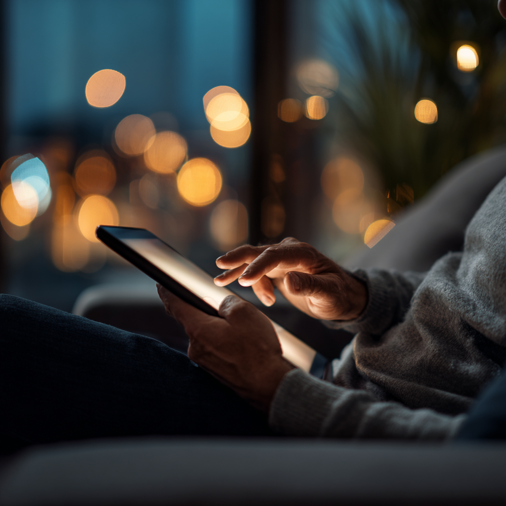 surfovani na tabletu vecer